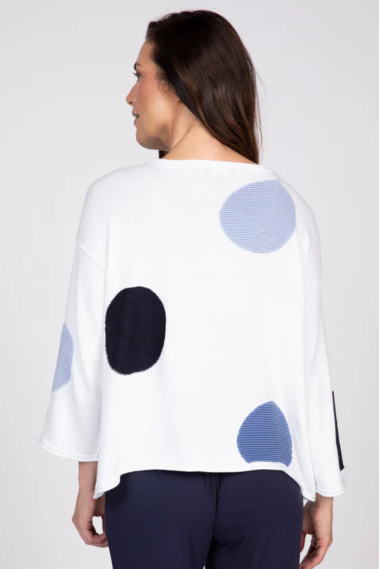 White Full Circle Dot Pullover