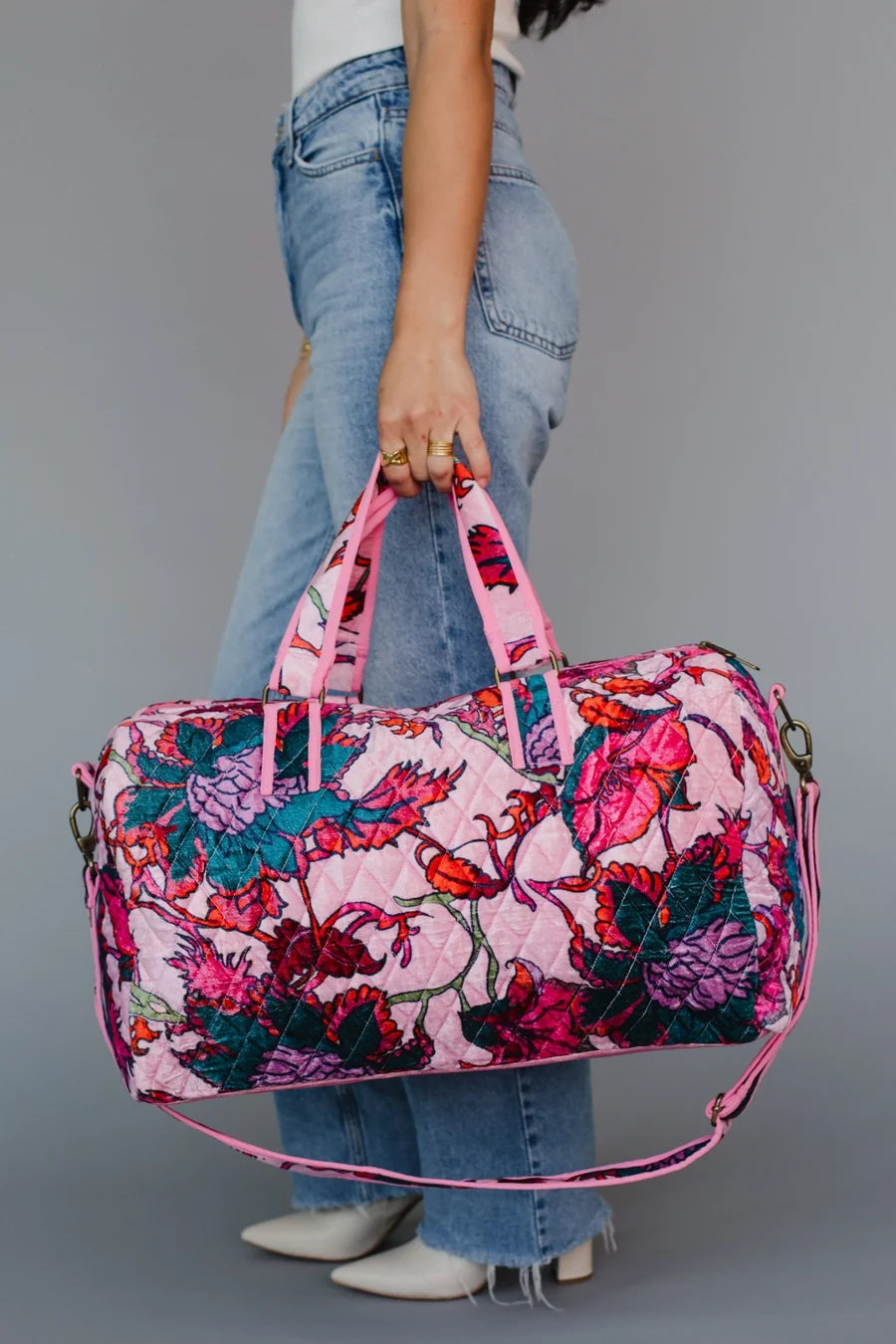Light Pink &amp; Multicolored Floral Duffel