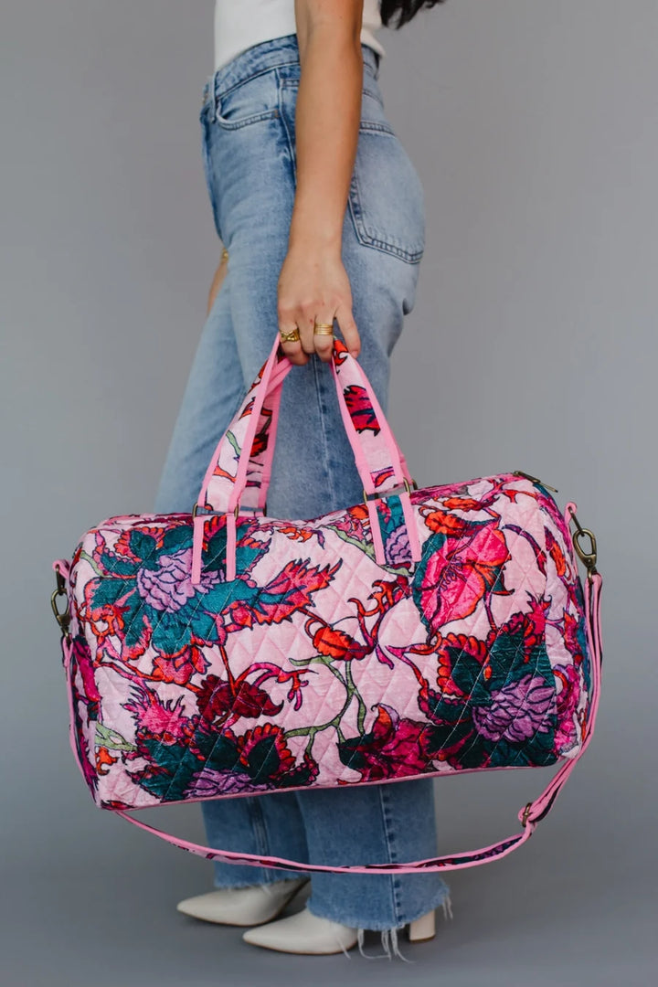 Light Pink &amp; Multicolored Floral Duffel