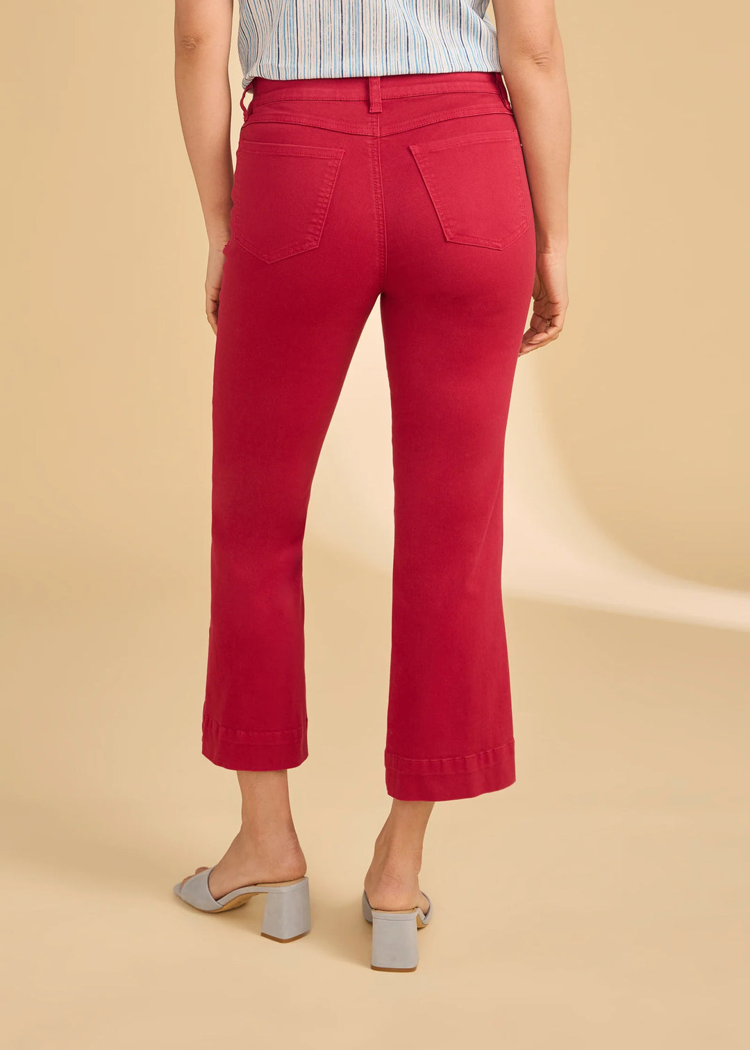 Pull-On Boot Crop Denim, Lava Red