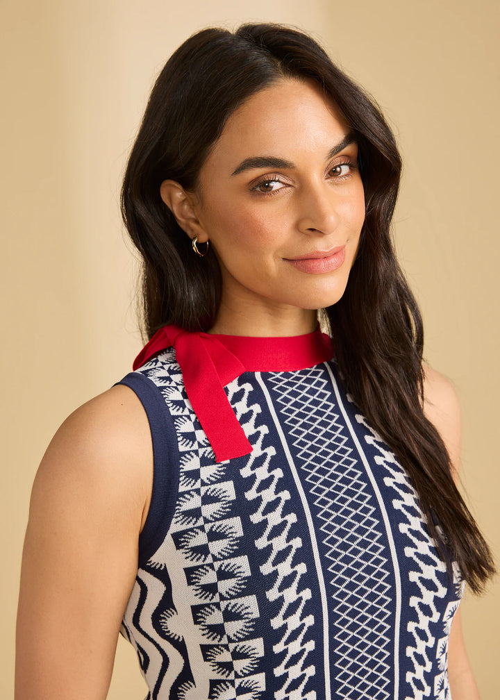 Sleeveless Jacquard Sweater