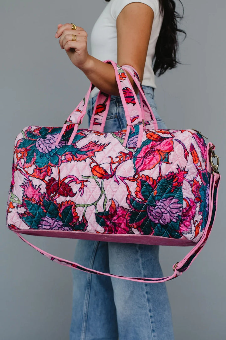 Light Pink &amp; Multicolored Floral Duffel