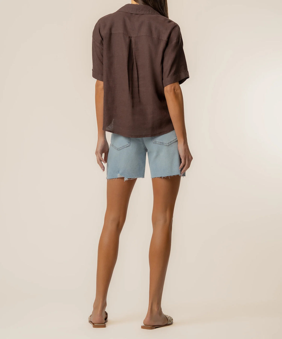 Brianna Boxy Shirt Chocolate Navy