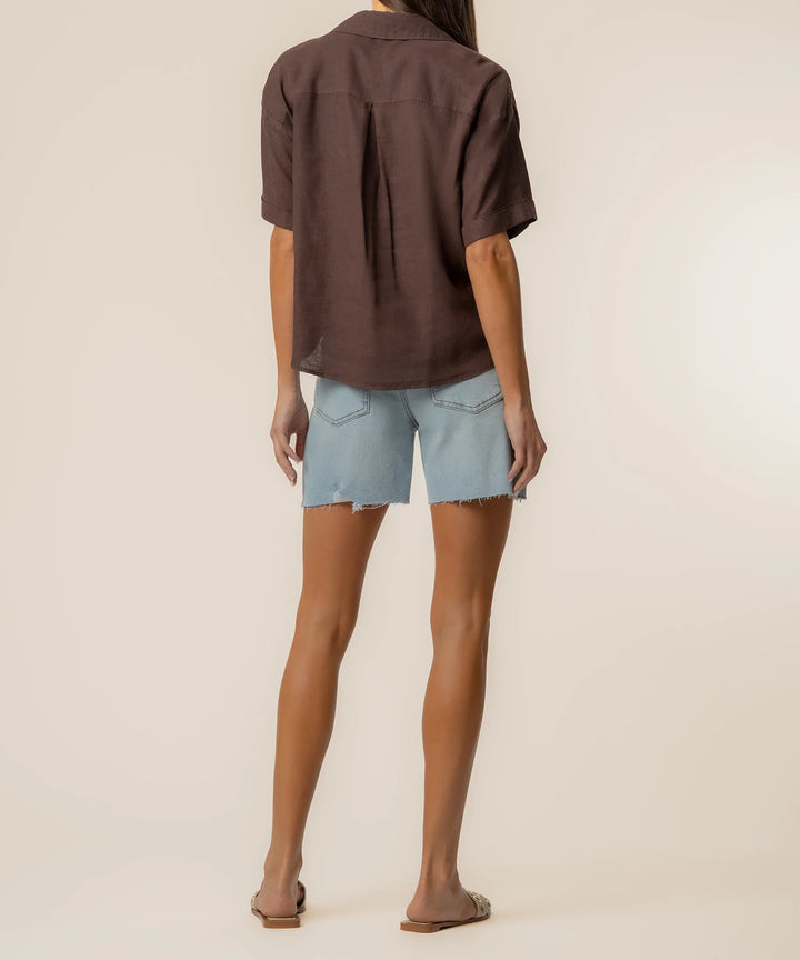 Brianna Boxy Shirt Chocolate Navy