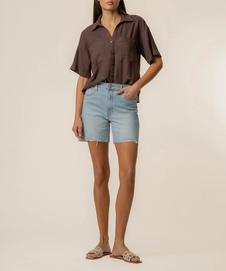 Brianna Boxy Shirt Chocolate Navy