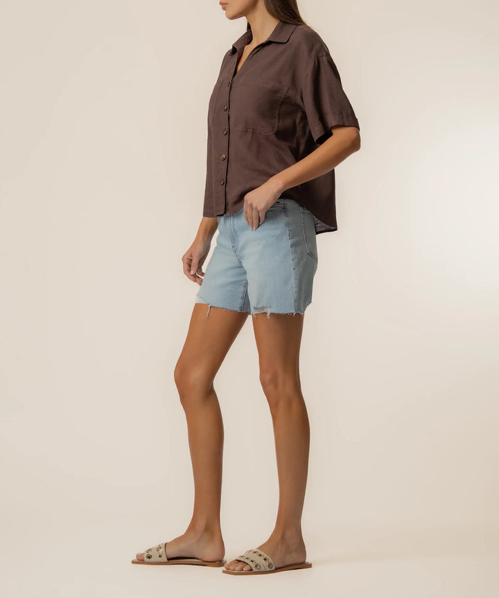 Brianna Boxy Shirt Chocolate Navy