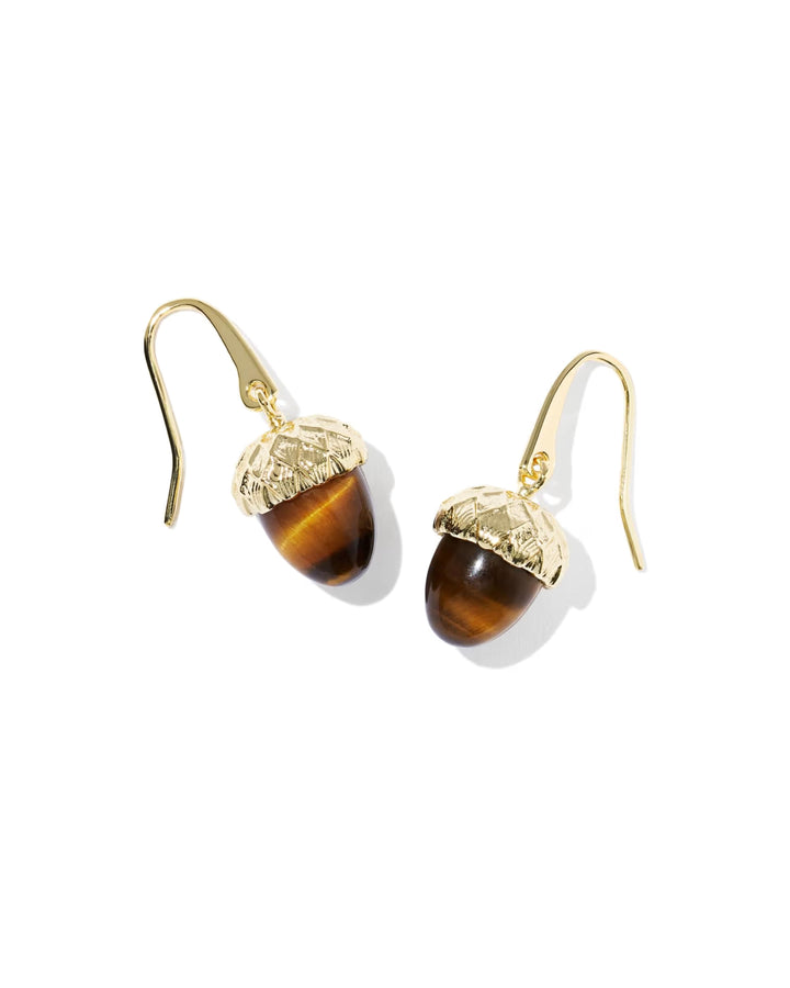 Acorn Drop Earring Gold Tigers Eye