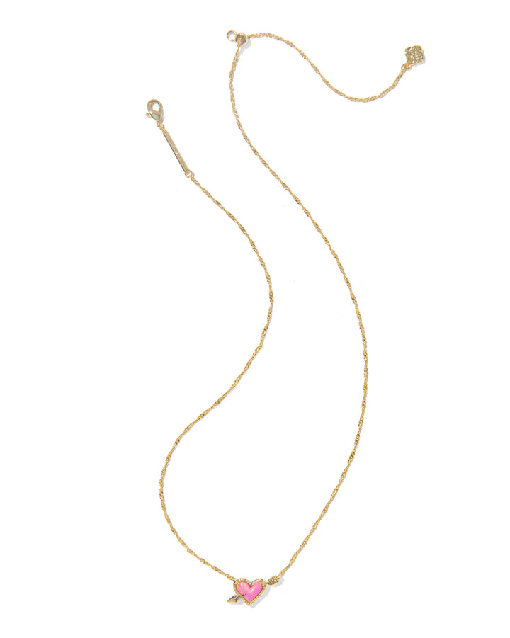 Ari Heart Arrow Pendant Gold Pink Opalescent