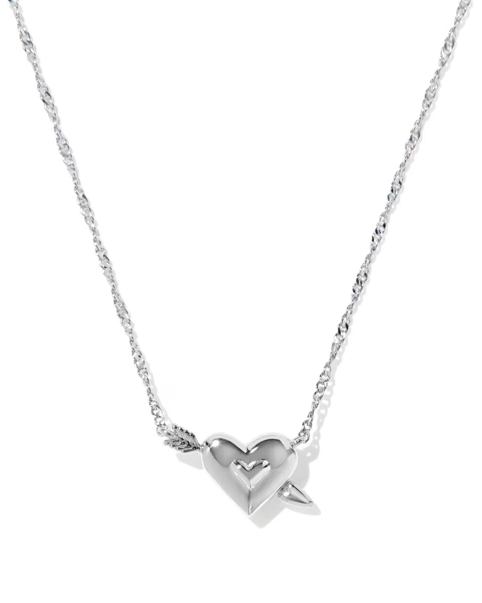Ari Heart Arrow Pendant Rhod Pink Opalescent