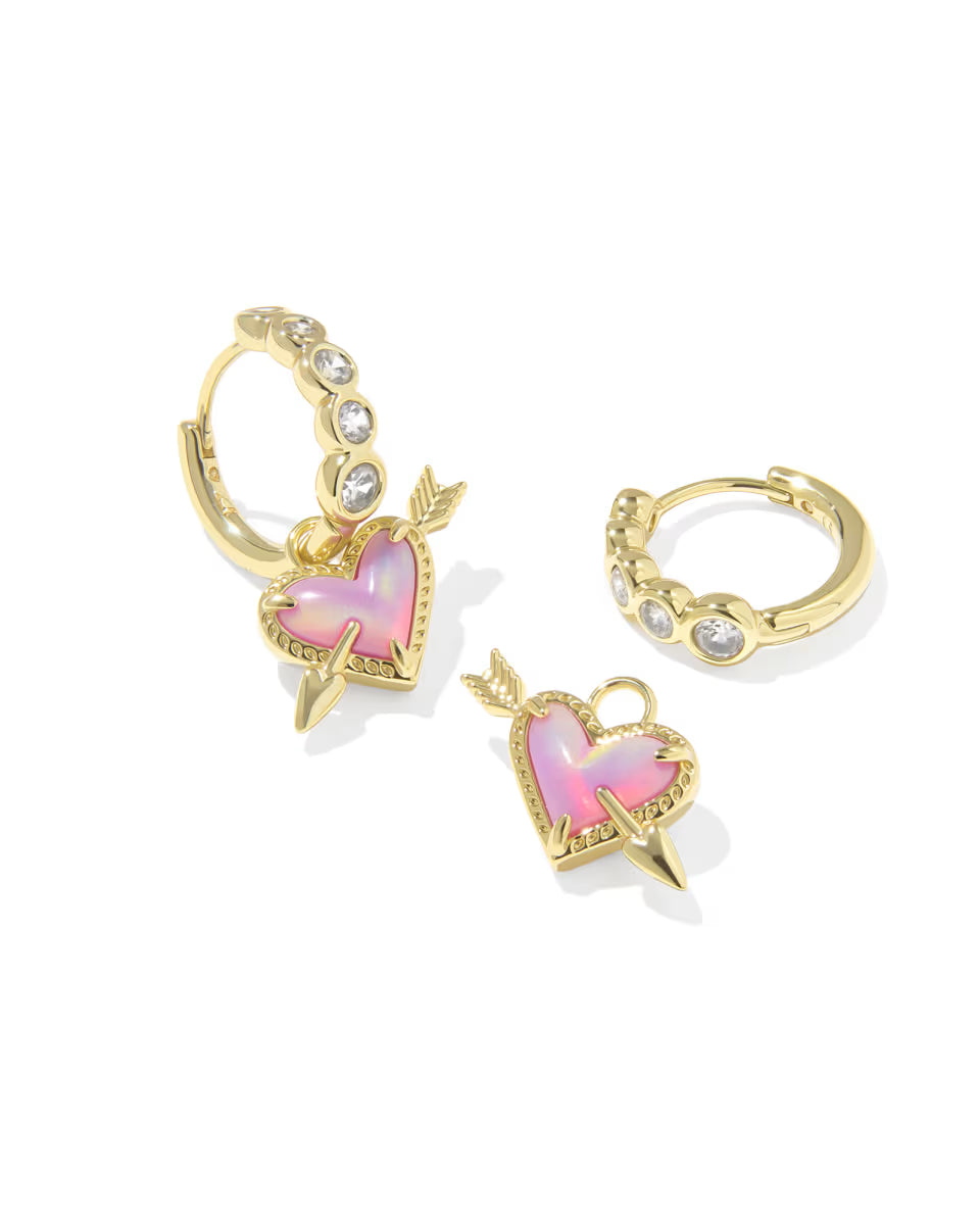 Ari Heart Arrow Huggie Gold Pink Opalescent