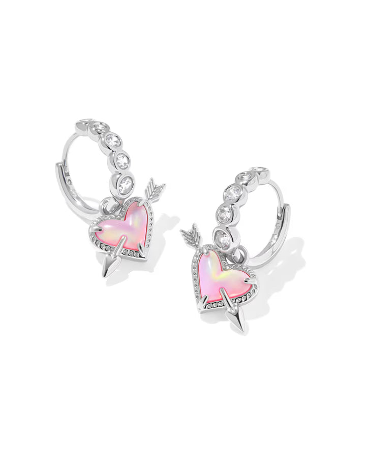 Ari Heart Arrow Huggie Rhod Pink Opalescent