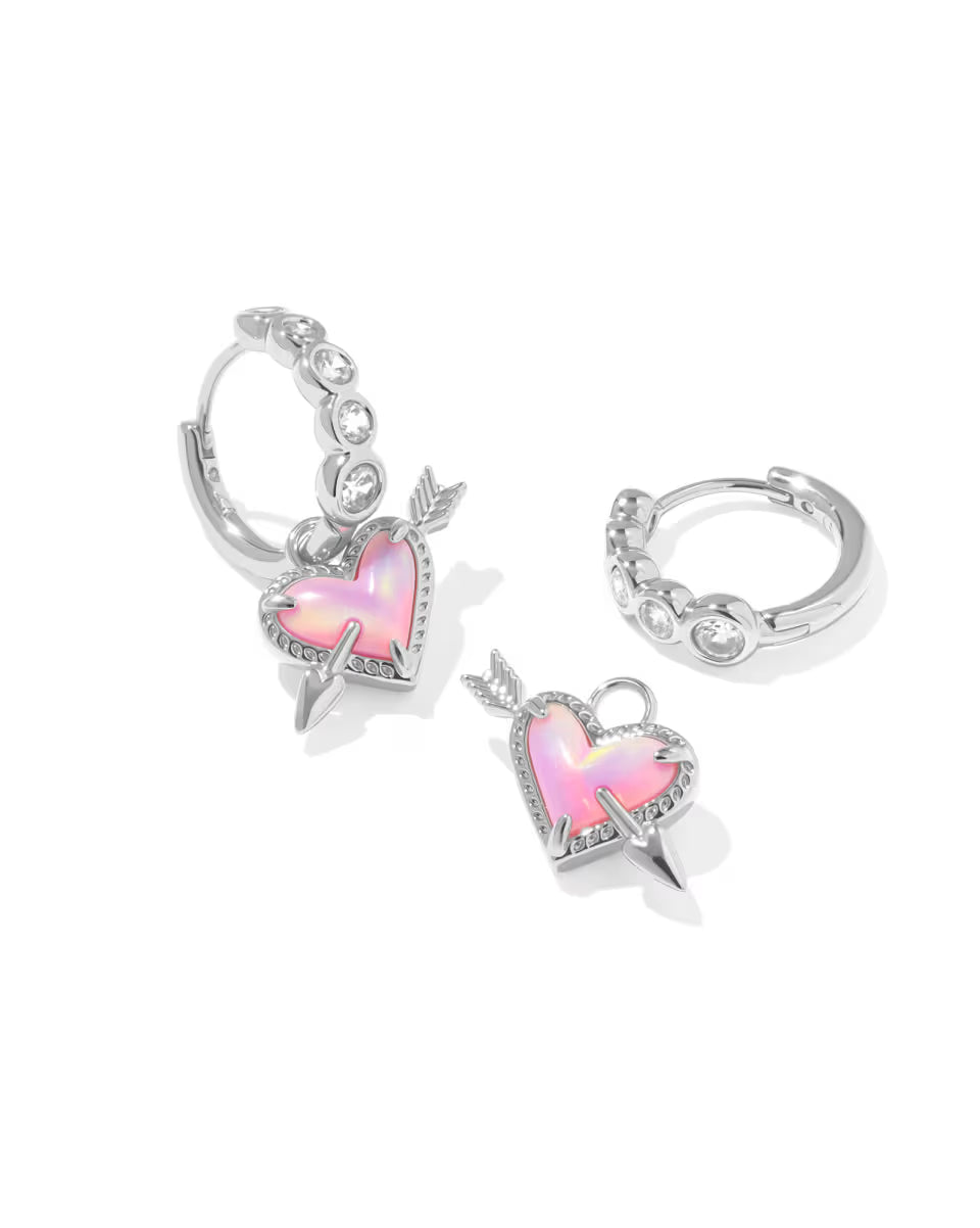Ari Heart Arrow Huggie Rhod Pink Opalescent