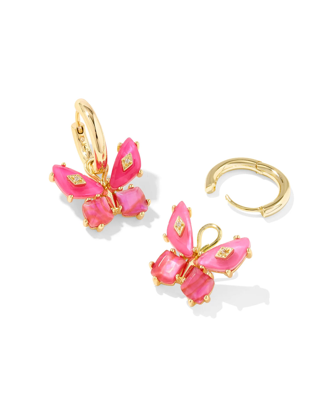 Bianca Butterfly Huggie Gold Pink Mix