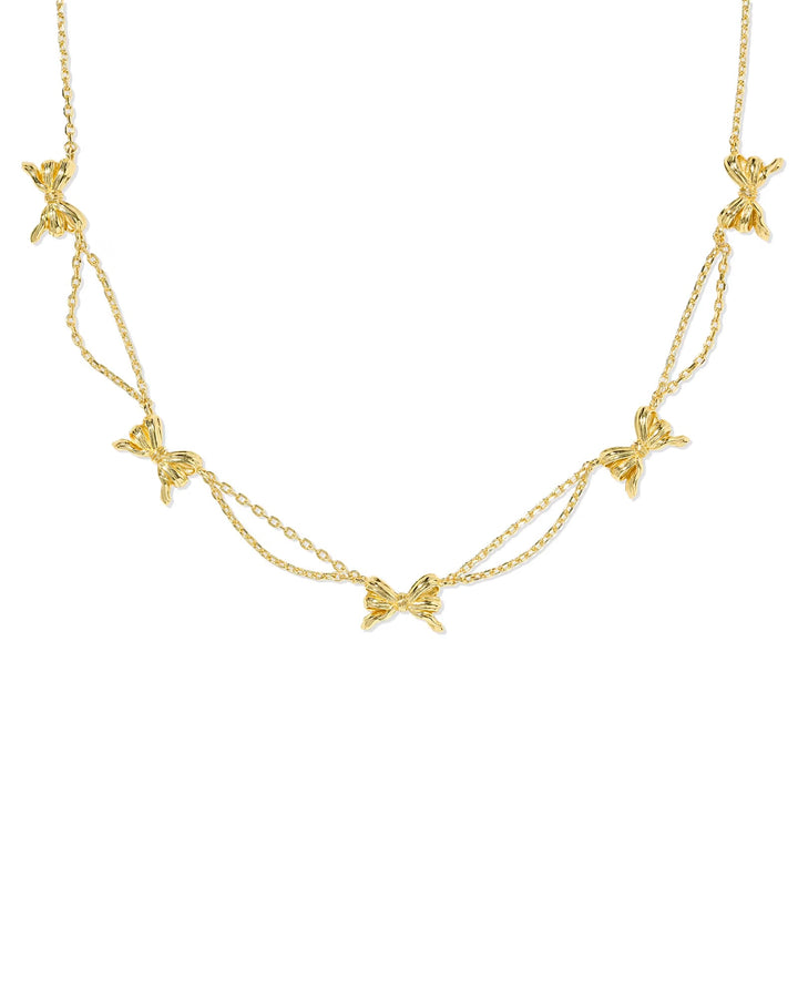 Bow Strand Necklace Gold Metal