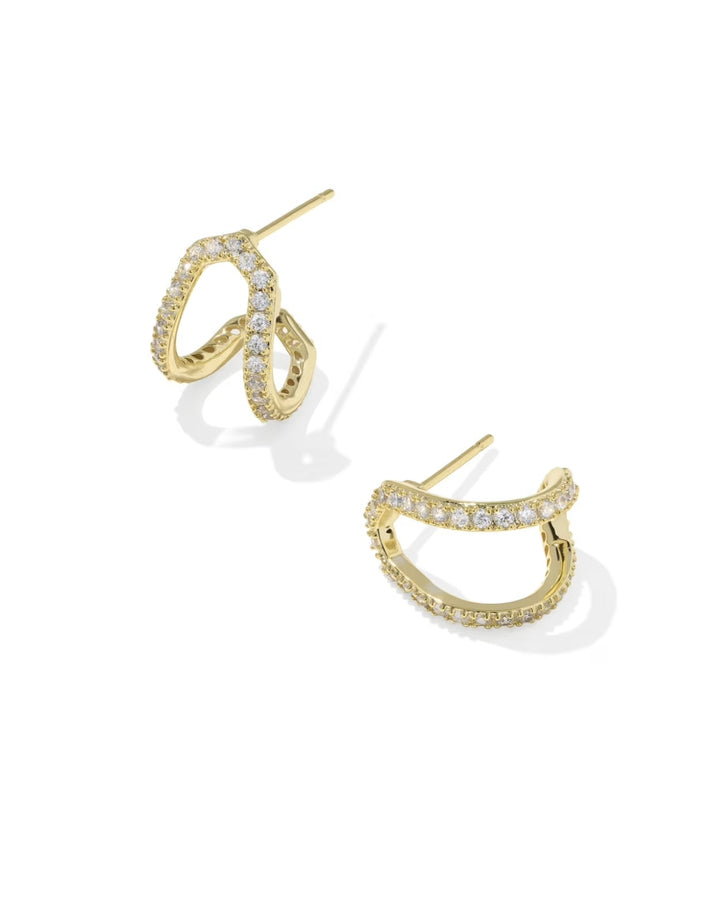 Daphne Pave Huggie Ear Gold White CZ