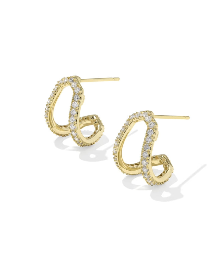 Daphne Pave Huggie Ear Gold White CZ