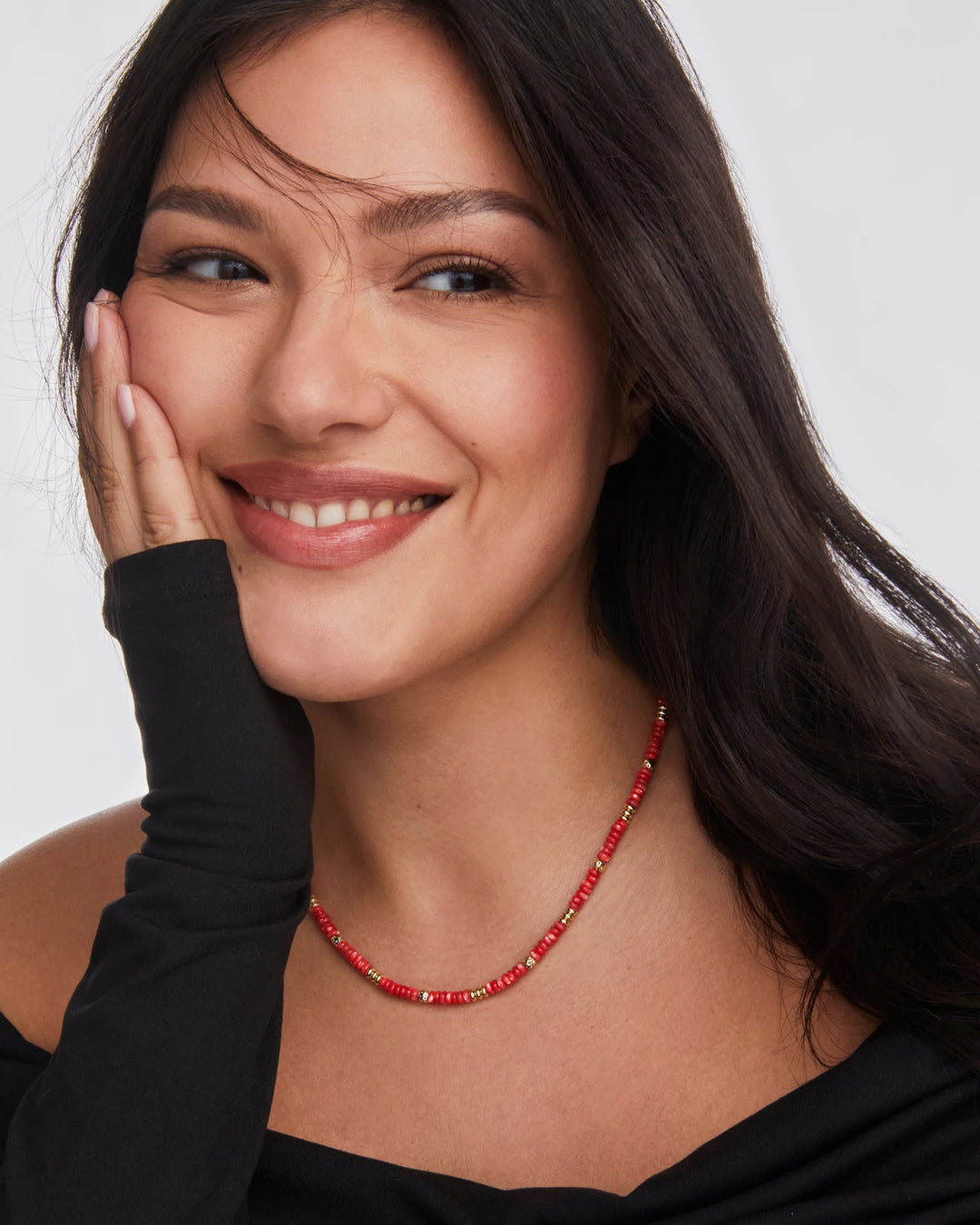 Deliah Strand Necklace Gold Red MOP