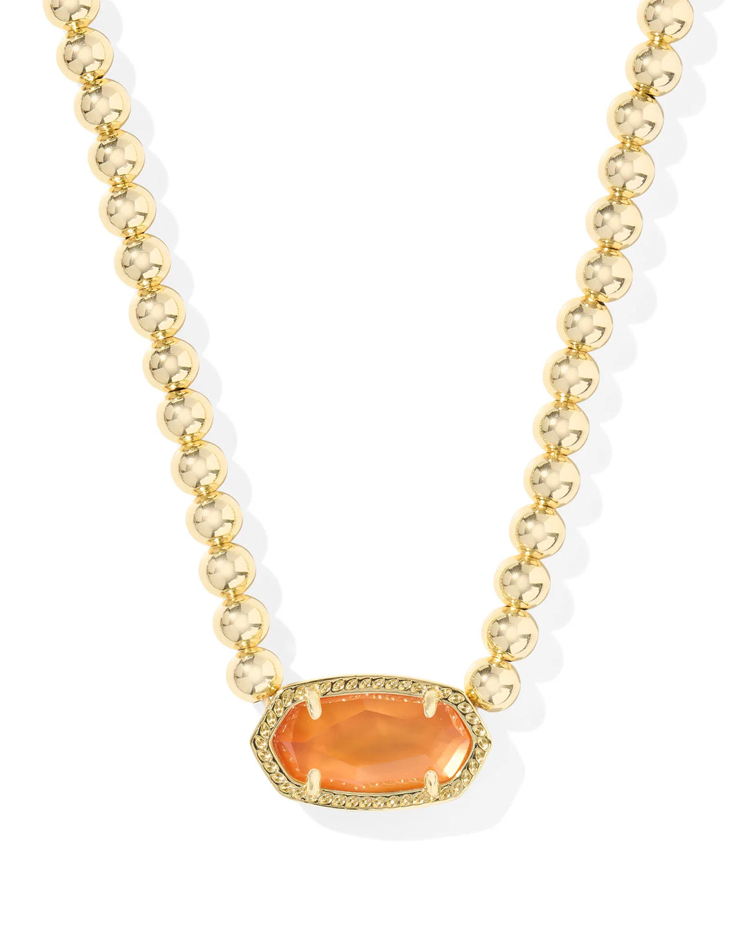 Elisa Beaded Necklace Gold Papaya Mother of Pearl