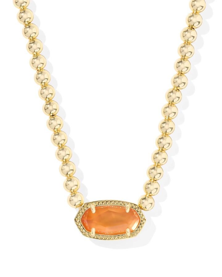 Elisa Beaded Necklace Gold Papaya Mother of Pearl