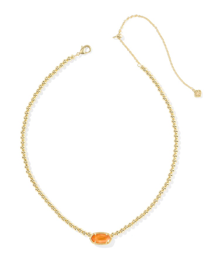 Elisa Beaded Necklace Gold Papaya Mother of Pearl