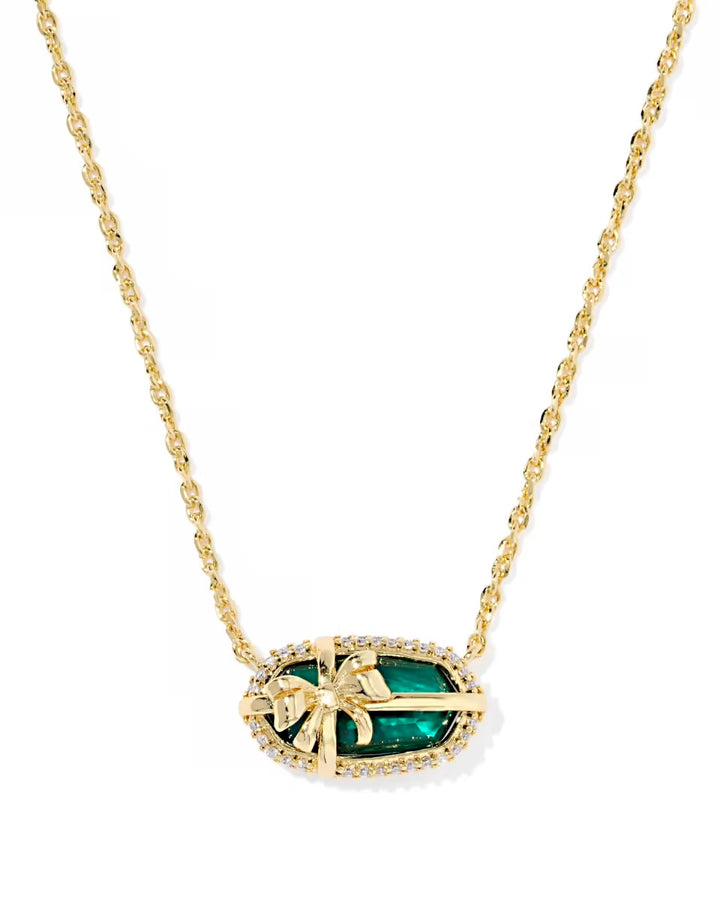 Elisa Bow Short Pendant Gold Pine Illusion