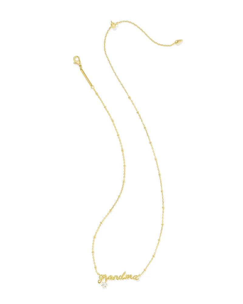 Grandma Crystal Pendant Necklace Gold Metal