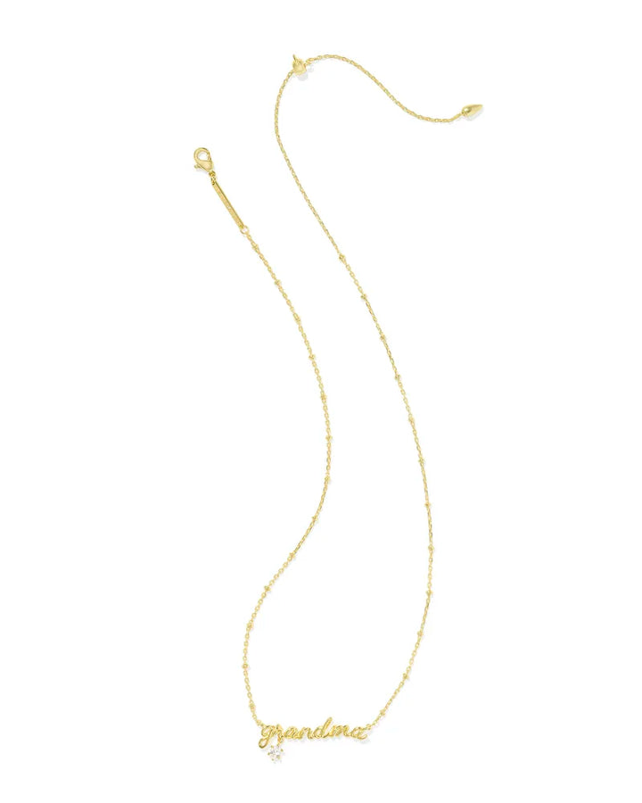 Grandma Crystal Pendant Necklace Gold Metal