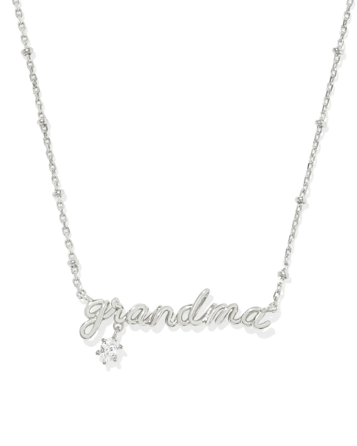 Grandma Crystal Pendant Necklace Rhod Metal