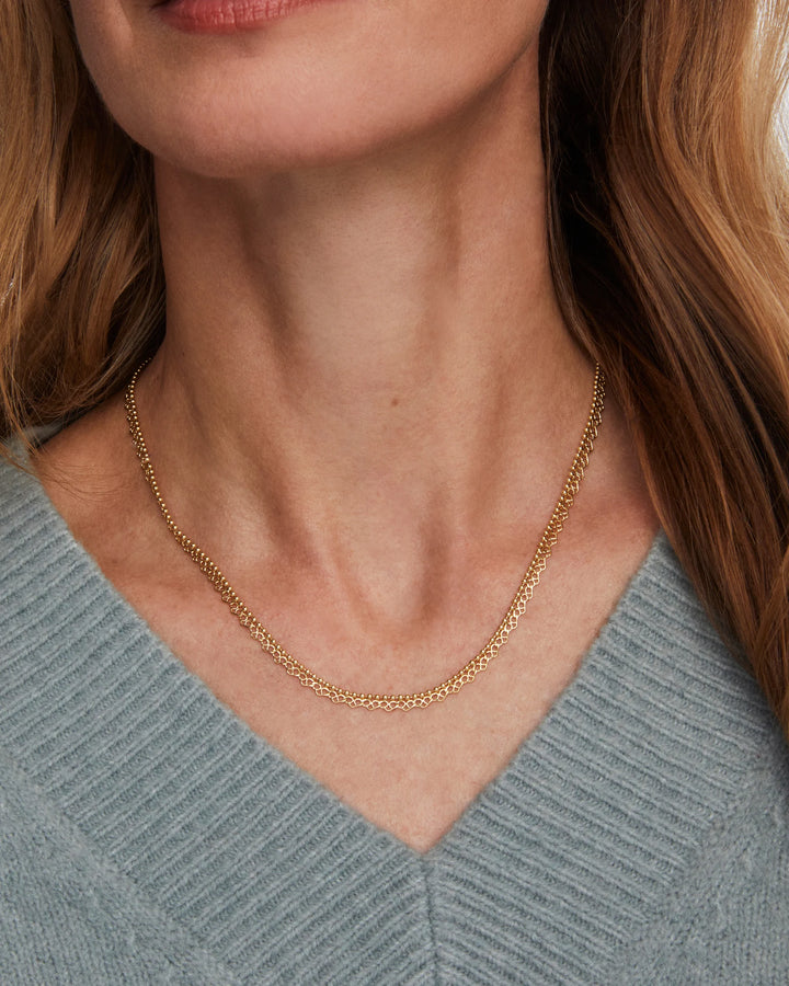 Mallory Rose Multi Strand Necklace Gold Ivory MOP