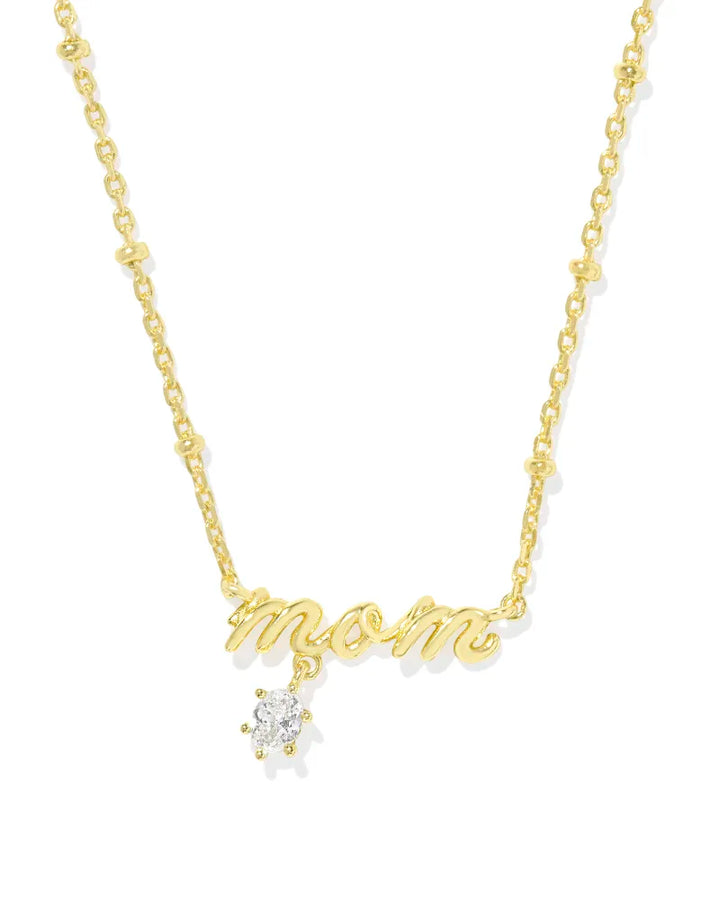 Mom Crystal Pendant Gold Metal