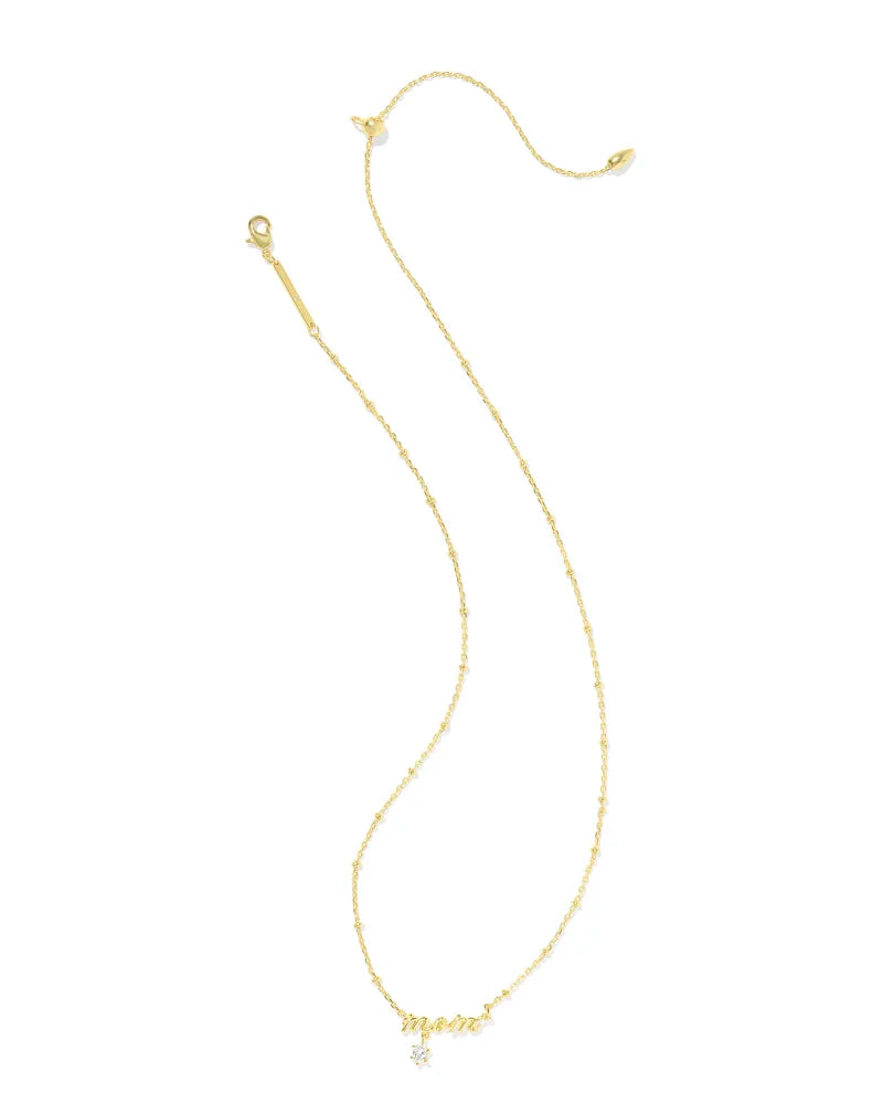 Mom Crystal Pendant Gold Metal
