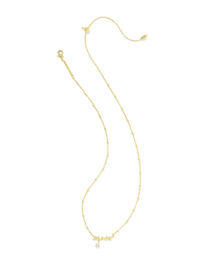Mom Crystal Pendant Gold Metal