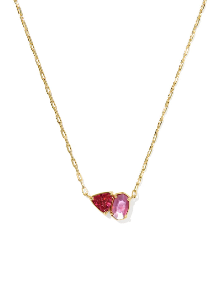 Tatum Short Pendant Gold Pink Mix