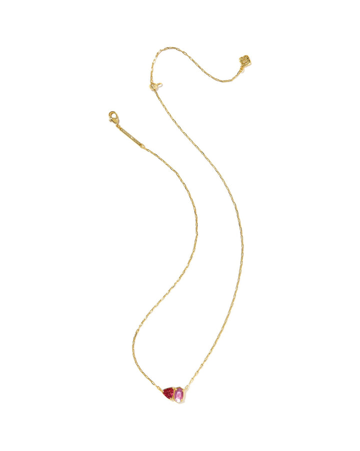 Tatum Short Pendant Gold Pink Mix