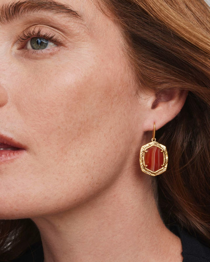 Tiger Stripe Daphne Drop Earring Gold Orange