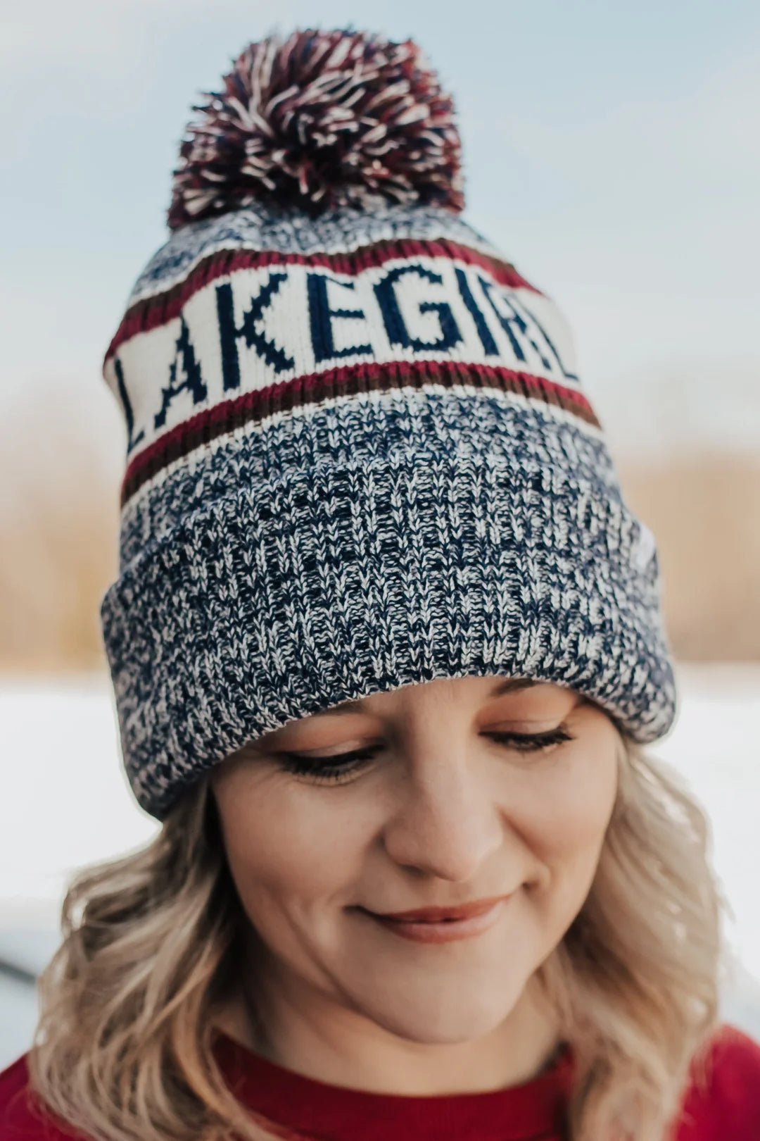 Navy/Ivory Knit Pom Hat