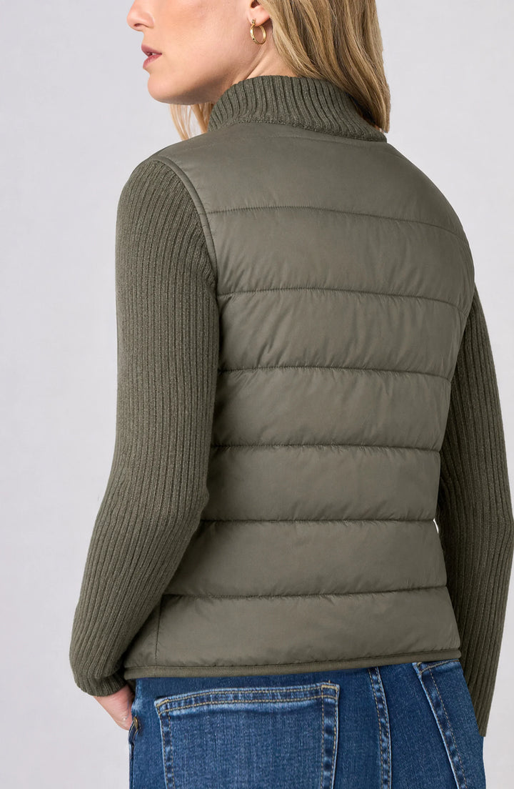 Zip Front Quilted Sweater Jacket