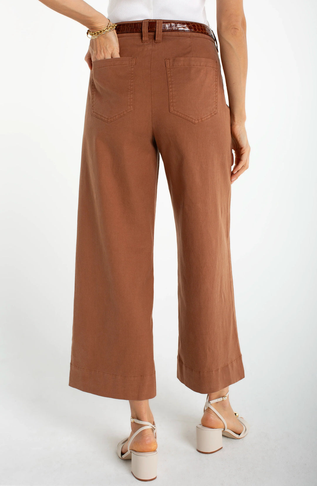 Mocha Brown High Rise Crop Wide Leg