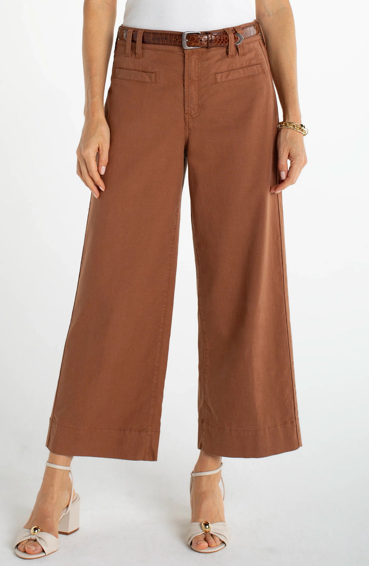 Mocha Brown High Rise Crop Wide Leg