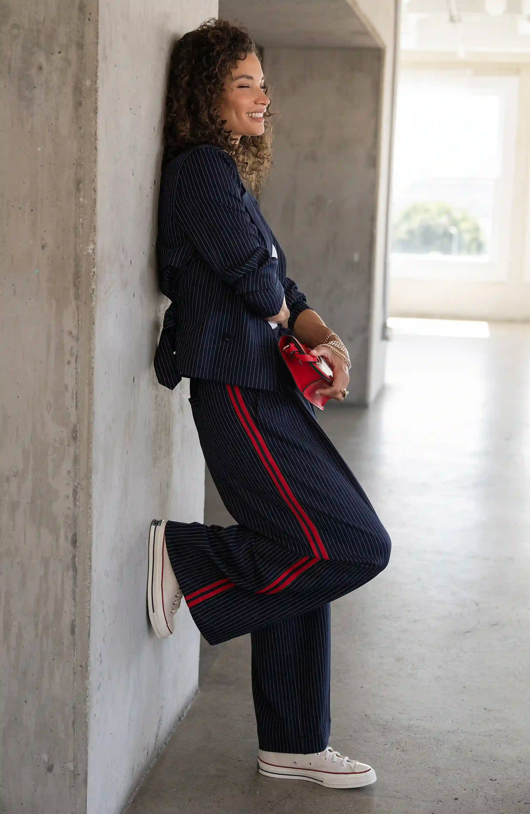 Pleated Trouser with Side Stripe
