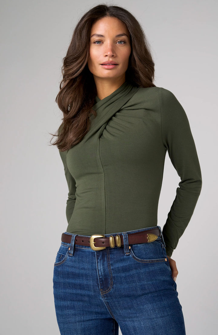 Hunter Green Wrap Neck Top