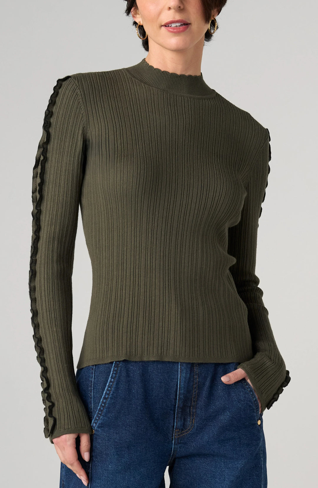 Olive Mock Neck Sweater