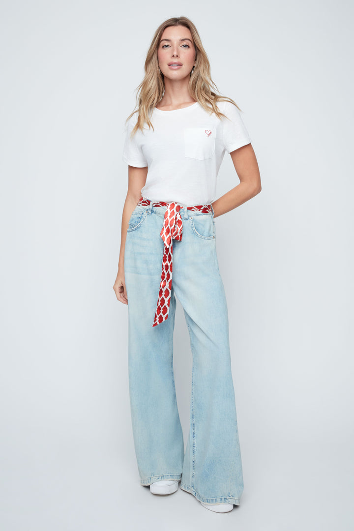 Lia Bleached Wash Denim w/Scarlet Belt
