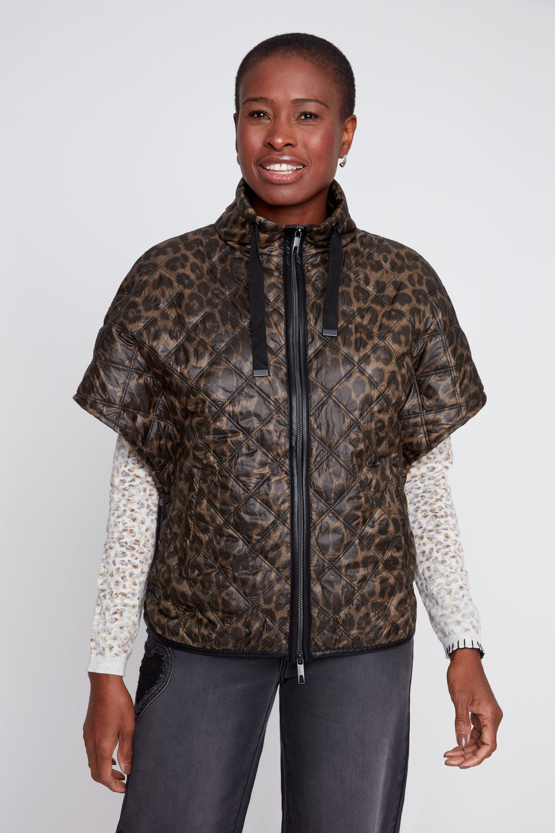 Leopard Print Quilted Vest
