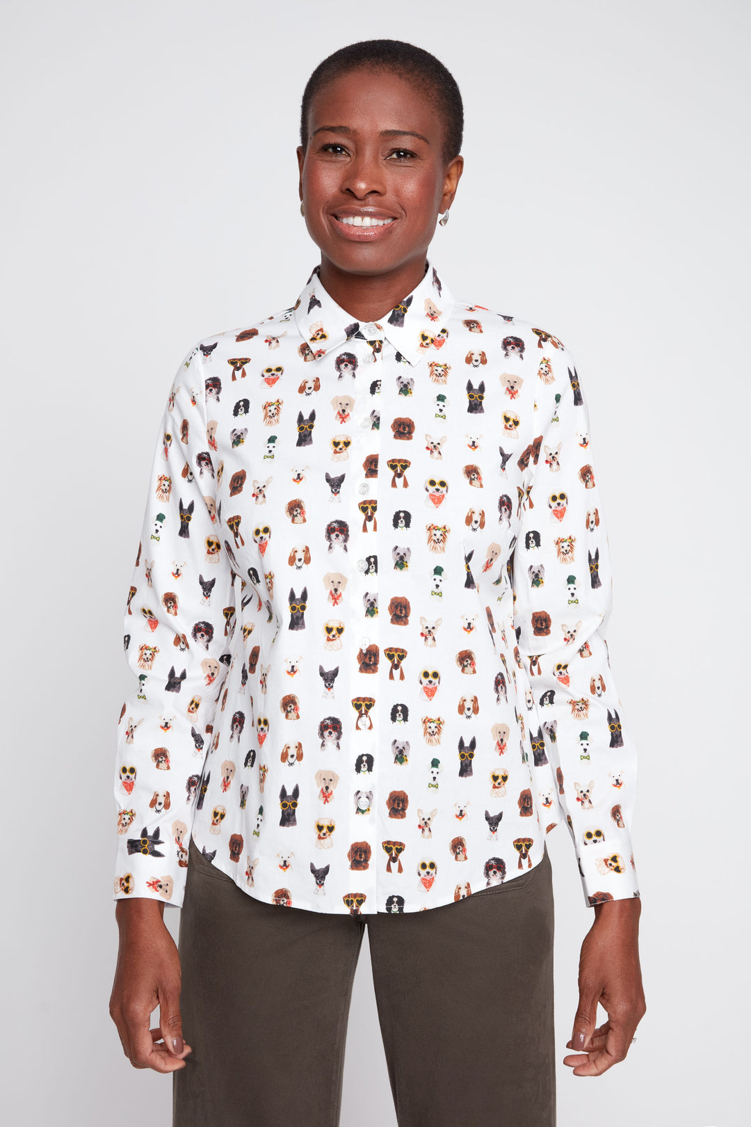 Animal Print Poplin Button Down Shirt
