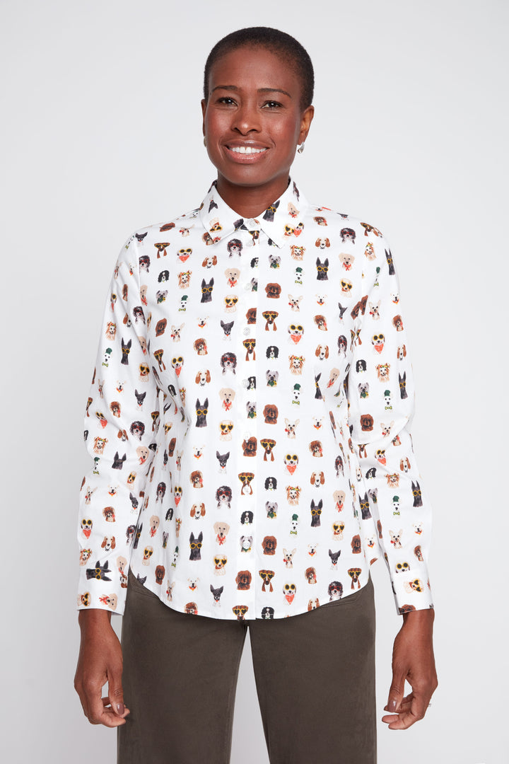 Animal Print Poplin Button Down Shirt