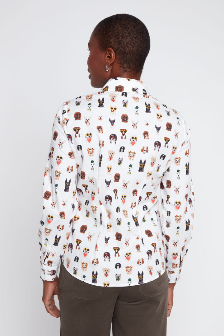Animal Print Poplin Button Down Shirt