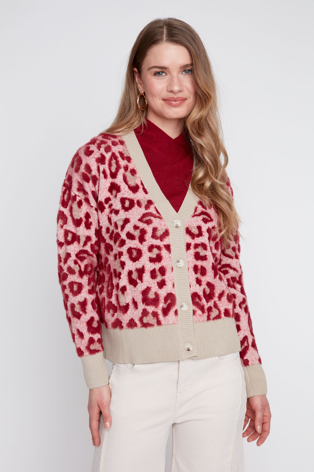 Claret Animal Print Cardigan