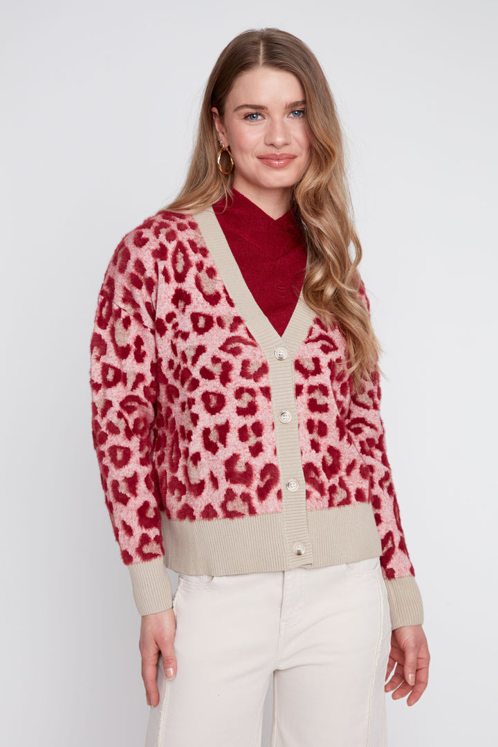 Claret Animal Print Cardigan