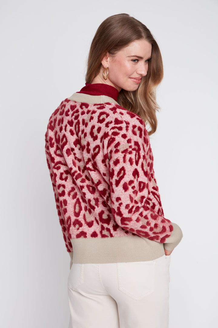 Claret Animal Print Cardigan
